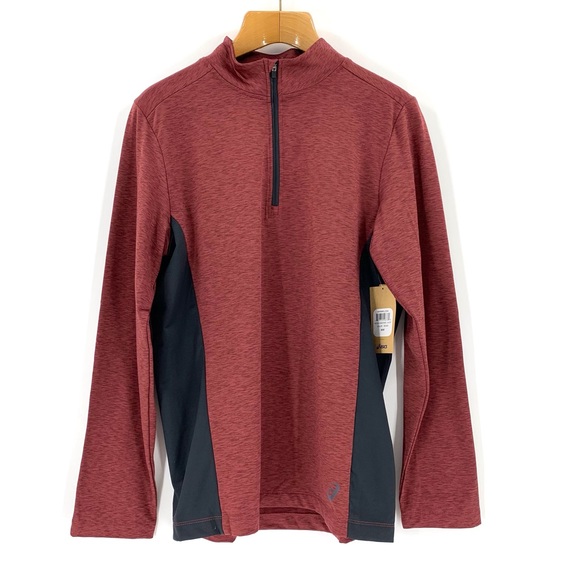Asics NWT Mens' Heathered Red Cold Weather 1/4 Zip Long Sleeve Shirt, Medium - Picture 4 of 15